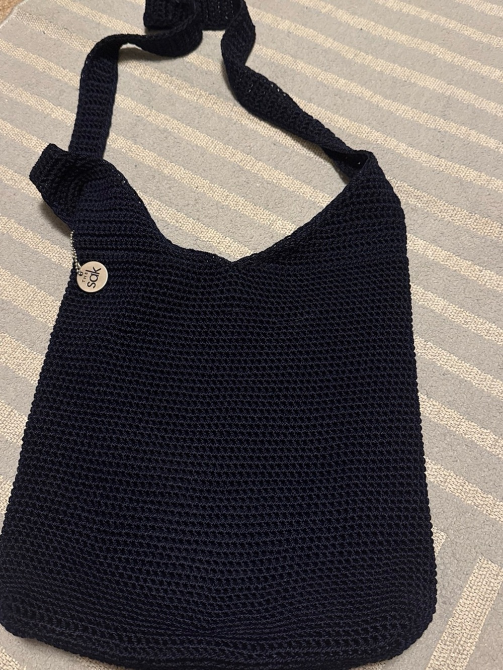 The Sak Navy Crochet Shoulder Bag - Casual Knit Tote